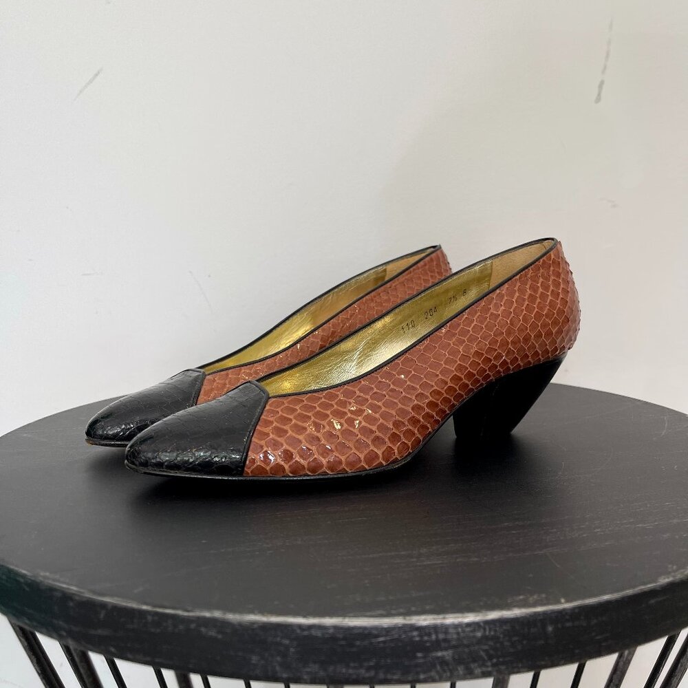 Vintage Designer Snakeskin Pumps